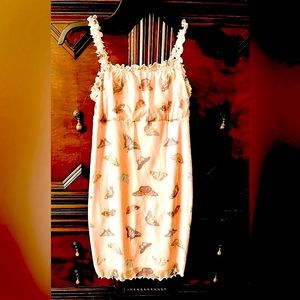 Butterfly sleeveless dress girls 10-12.  Pale pink. Silky. Excellent.